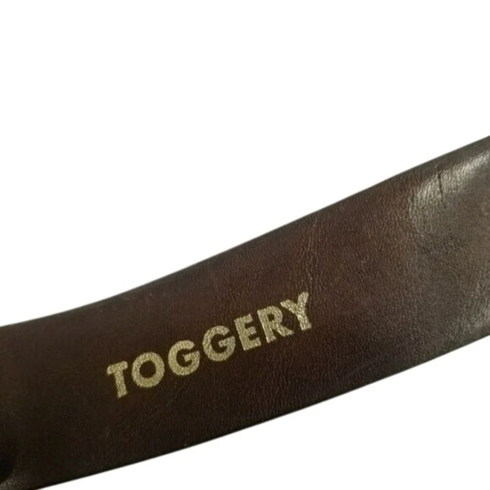 Vintage Lejon Glove Leather Belt Size 36 Brown Gold Buckle Square‎ Pin Closure